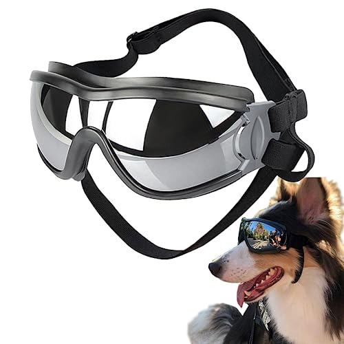JIAMIAN Haustier-Sonnenbrille, Hundebrille, wasserdicht, Winddicht, UV-Schutz, Anti-Beschlag-Brille mit verstellbarem Riemen für mittelgroße und große Hunde black1 von JIAMIAN