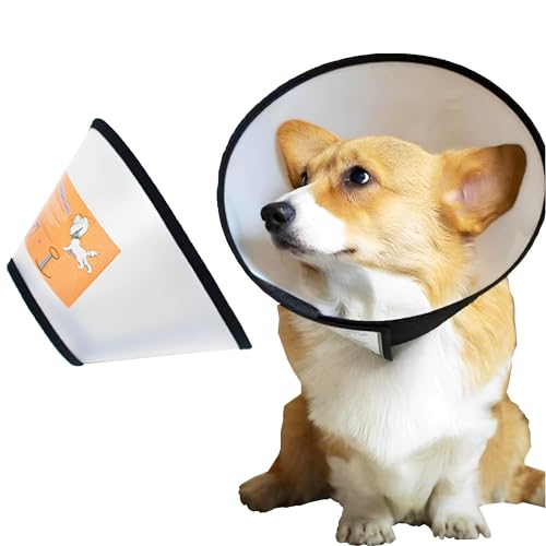 JIAMIAN Hundekegel Halsband, Verstellbar Haustier Halsband Anti-Bite Leck Wundkegel Heilen Schutzkragen, Elisabethanischer Kragen Schutzkragen Großer Hund (Halsumfang: 26-33cm) von JIAMIAN