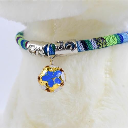 Hunde-/Katzenhalsband, bunt, niedlich, verstellbar, mit Glöckchen, böhmisches Katzenglockenhalsband mit Anti-Würgen und Sicherheitsentriegelung, 1 x 29 ~ 36 cm, für Katzen und Hunde (blau) von JIANJU