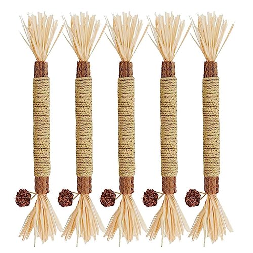 JIANJU 5 Packungen natürlicher Matatabi-Stick für Katzen, Lafitgras, Katzenspielzeug, natürliche Katzenzähne, Nippenreinigung, Kauen, Kätzchen, Zahnen und Stressvin-Stick-Spielzeug, 15 cm von JIANJU