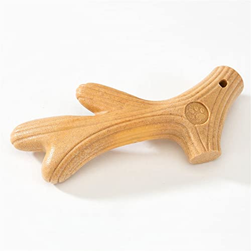 JIANJU Hundespielzeug, unzerstörbares Kauspielzeug für aggressive Kauer, Hundespielzeug gegen Langeweile. Interaktives Hundespielzeug aus Holz für kleine/mittelgroße Hunde (Geweih/18 cm) von JIANJU