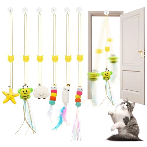 JIARON Interaktives Katzen-Federspielzeug, zum Aufhängen, einziehbares Katzenspielzeug, selbstspielendes Spielzeug, 6 Stück JIARON Interaktives Katzen-Federspielzeug, zum Aufhängen, einziehbares Katzenspielzeug, selbstspielendes Spielzeug, 6 Stück von JIARON