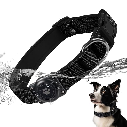 AirTag Hundehalsband, bequem gepolstert, Air-Tag-Hundehalsbandhalter, reflektierend, verstellbar, ultra-langlebig, robuste Hundehalsbänder für kleine, mittelgroße und große Hunde (S (26,9 cm - 34,5 von JIARUI