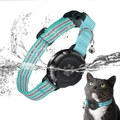 AirTag Katzenhalsband, Integriertes Kätzchenhalsband mit 100% Wasserdichtem AirTag Halter, Schalldichtes, Reflektierendes GPS Katzen Halsband mit Apple Air Tag Hülle für Kätzchen, Welpen (Grün,XS) von JIARUI