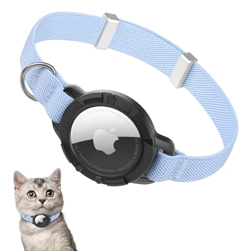 Airtag Katzenhalsband, Elastische GPS Kätzchen Halsband mit Air Tag Halter, Leicht und Bequem, Dehnbare Katze Tracker Halsbänder für Katzen Kätzchen und Welpen, 8-12 Zoll, Blau Airtag Katzenhalsband, Elastische GPS Kätzchen Halsband mit Air Tag Halter, Leicht und Bequem, Dehnbare Katze Tracker Halsbänder für Katzen Kätzchen und Welpen, 8-12 Zoll, Blau von JIARUI