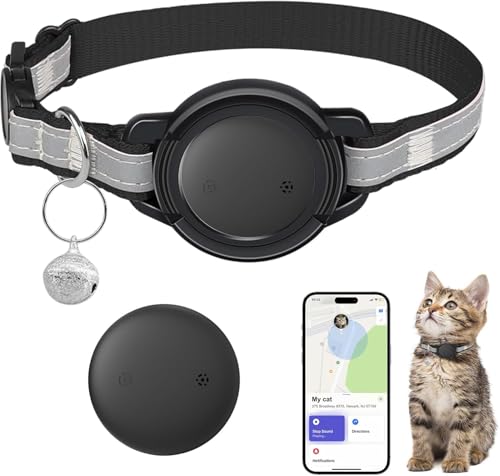 Cat Tracker - Echtzeit-GPS-Tracker für Katzen - Keine monatliche Gebühr - Funktioniert mit Apple Find My (nur iOS) - Elastisches Katzenhalsband (1 Pack) von JIARUI