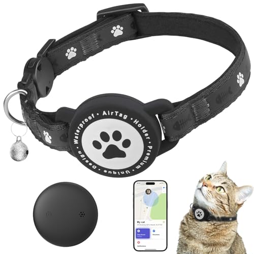 JIARUI SmartTag Katzenhalsband, Mini Tracker Ohne ABO für Katze, (nur IOS) mit Reflektierendes GPS Katze Tracker Halsbänder, Tracking Standort von Haustieren, Arbeite mit Apple Find My (1 Pack) von JIARUI