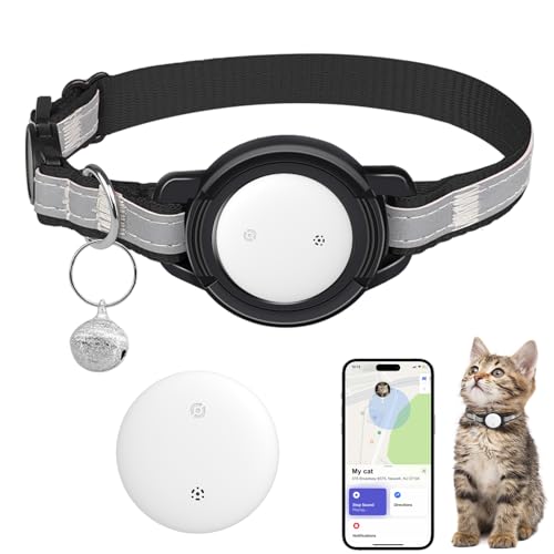 JIARUI SmartTag Katzenhalsband, Mini Tracker Ohne ABO für Katze, Reflektierendes GPS Katze Tracker Halsbänder(nur IOS), Tracking Standort von Haustieren, Arbeite mit Apple Find My (1 Pack) von JIARUI