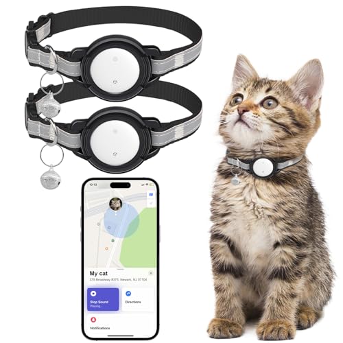 JIARUI SmartTag Katzenhalsband (2 Pack), Mini Tracker Ohne ABO für Katze, (nur IOS) mit Reflektierendes GPS Katze Tracker Halsbänder, Tracking Standort von Haustieren, Arbeite mit Apple Find My von JIARUI