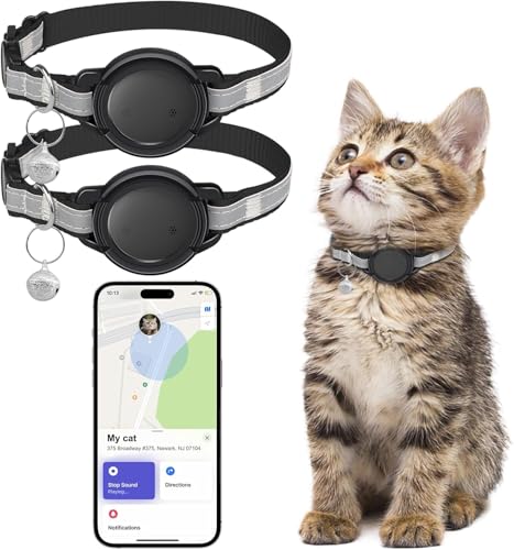 JIARUI SmartTag Katzenhalsband (2 Pack), Mini Tracker Ohne ABO für Katze, (nur IOS) mit Reflektierendes GPS Katze Tracker Halsbänder, Tracking Standort von Haustieren, Arbeite mit Apple Find My von JIARUI
