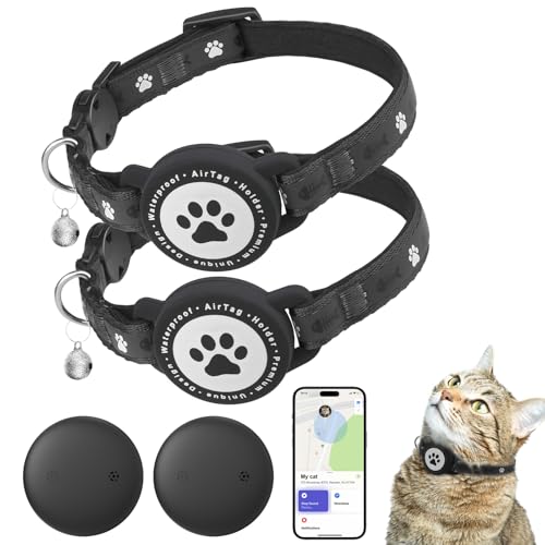 JIARUI SmartTag Katzenhalsband (2 Pack), Mini Tracker Ohne ABO für Katze, (nur IOS) mit Reflektierendes GPS Katze Tracker Halsbänder, Tracking Standort von Haustieren, Arbeite mit Apple Find My35CK von JIARUI
