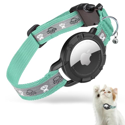 Reflektierendes Airtag-Katzenhalsband, JIARUI integriertes Apple-Airtag-Katzenhalsband, GPS-Katzen-Tracker-Halsband mit Airtag-Halterung und Glocke, leichtes Katzen-Tracker-Halsband für Kätzchen und von JIARUI