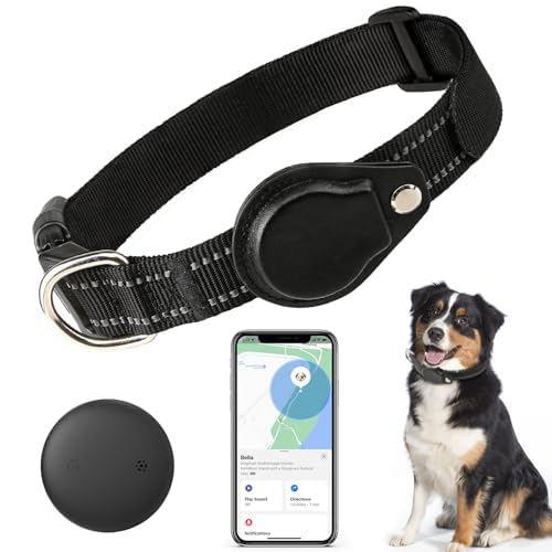 JIARUI SmartTag Hundehalsband, Mini Tracker Ohne ABO für Hunde, (nur IOS) mit wasserdichte Reflektierendes GPS Hunde Tracker Halsbänder, Tracking Standort von Haustieren, Arbeite mit Apple Find My von JIARUI