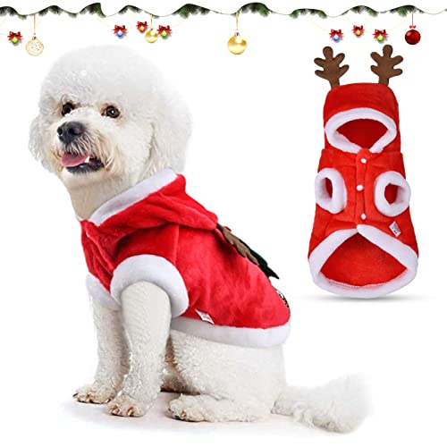 JIASHA Hundekostüm Weihnachten, Elchkostüm für Hunde - Warm/Einfaches An Ausziehen- Haustier Weihnachtskostüm, Hund Katze Hoodie Weihnachts, für Kleine Katzen Hunde Party (M) von JIASHA