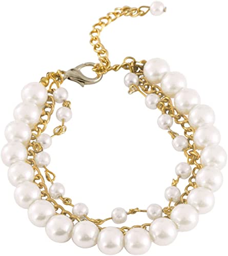 JIAWEIIY Perlen-Halsband für Hunde und Katzen, glänzend, Strass, Weiß, Größe S von JIAWEIIY