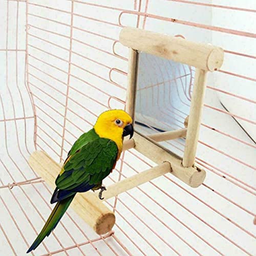 JIAWEIIY Spiegel Haustier Vogel Holz Spielzeug mit Sitzstange für Papagei Sittich Lovebird von JIAWEIIY