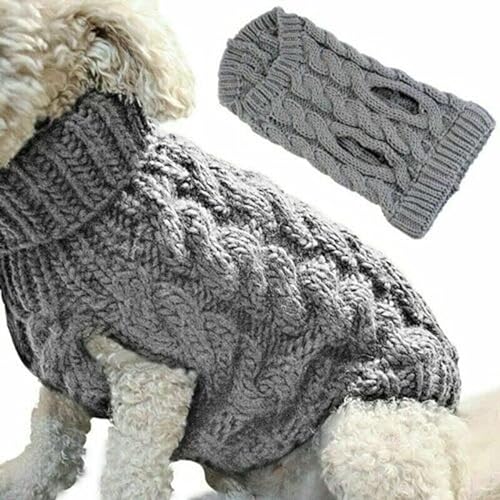 JIAWEIIY Warmer Pullover Kleidung Winter Rollkragen Strickkostüm für kleine Hunde (Größe L, Grau) von JIAWEIIY