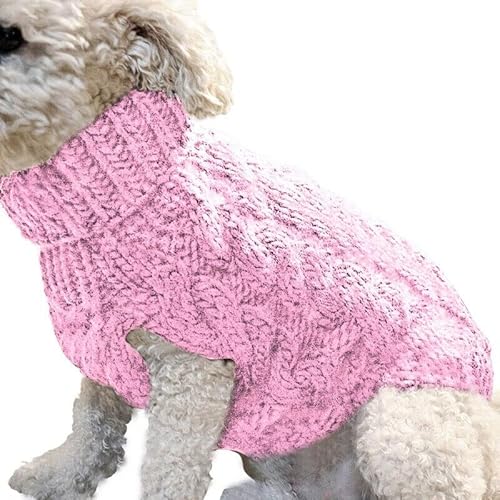 JIAWEIIY Warmer Pullover Kleidung Winter Rollkragen Strickkostüm für kleine Hunde (Größe L, Rosa) von JIAWEIIY