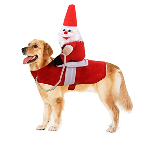 JIAWEIIY Weihnachtskostüm für Haustiere, Weihnachtsmann, Reiten, für Hunde oder Katzen (M) von JIAWEIIY
