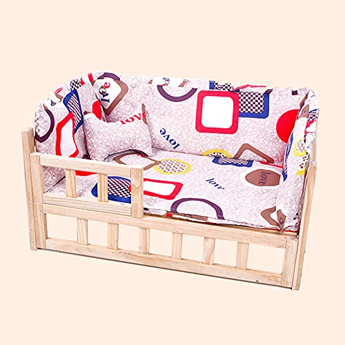 JIAYING Hundebetten Katzenbett Komfort-Zwinger Haustier-Bett-Massivholz Hundebett Erhöhtes Massivholz-Haustier-Bett, Für Indoor-Outdoor-katzenhunde, Mehrfache Far(Size:S（56×39×39CM）,Color:Beige) von JIAYING