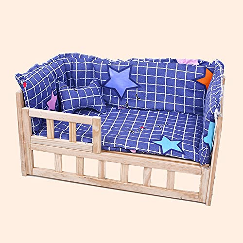 JIAYING Hundebetten Katzenbett Komfort-Zwinger Haustier-Bett-Massivholz Hundebett Erhöhtes Massivholz-Haustier-Bett, Für Indoor-Outdoor-katzenhunde, Mehrfache Far(Size:S（56×39×39CM）,Color:Blau) von JIAYING