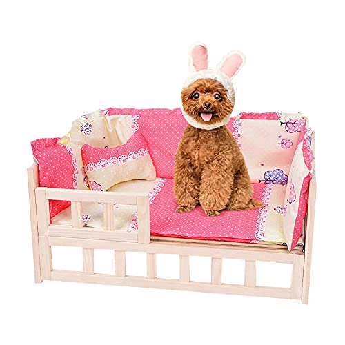 JIAYING Hundebetten Katzenbett Komfort-Zwinger Haustier-Bett-Massivholz Hundebett Erhöhtes Massivholz-Haustier-Bett, Für Indoor-Outdoor-katzenhunde, Mehrfache Far(Size:S（56×39×39CM）,Color:Rosa) von JIAYING