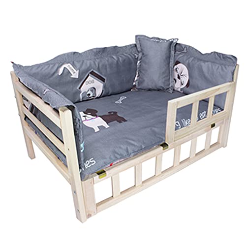 JIAYING Hundebetten Weiche Komfort Kennel Massivholz-Katzen-Bett-innen-haustierbett, Erhöhte Hölzerne Hunde- / Katzen-Bett-dauerhaftes Haustierbett-Wohnzimmer, Für F(Size:L（90×55×40CM）,Color:Gray 2) von JIAYING