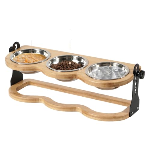 JIEBWCHA Erhöhter Hundefutternapf Stand - Futternapf Mit Höhenverstellung - Höhenverstellbarer Essteller Mit Neigungswinkel Inklusive 3 Edelstahl Platten Für Alle Größen JIEBWCHA Erhöhter Hundefutternapf Stand - Futternapf Mit Höhenverstellung - Höhenverstellbarer Essteller Mit Neigungswinkel Inklusive 3 Edelstahl Platten Für Alle Größen von JIEBWCHA