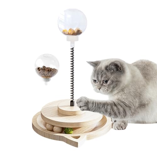JIEBWCHA Hund Ball,Holz Futterball Zur Verlangsamung Der Futteraufnahme - Mit Federstab Für Haustier Leckerli - Für Haushalt Spiel Mittelgroße Große Hunderassen Welpen Katzen von JIEBWCHA