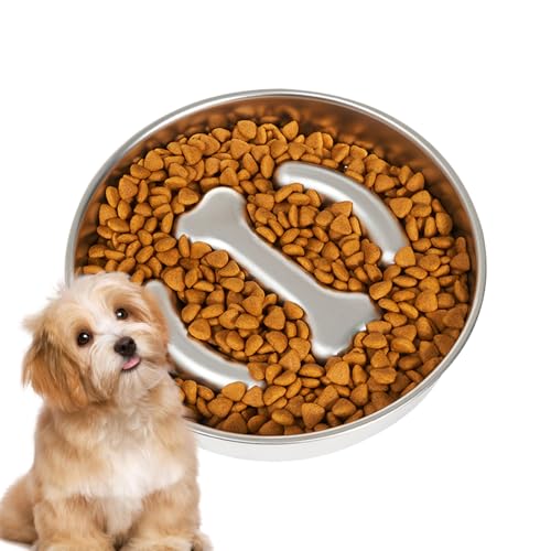 JIEBWCHA Hundeschale langsame Feeder, langsame Feeder Hundeschalen | Edelstahl -Hundefutter Fütterungsschale langsame Futtermittel,Pet Care Licking-Becken mit Einer rutschfesten Basis, gesunde von JIEBWCHA