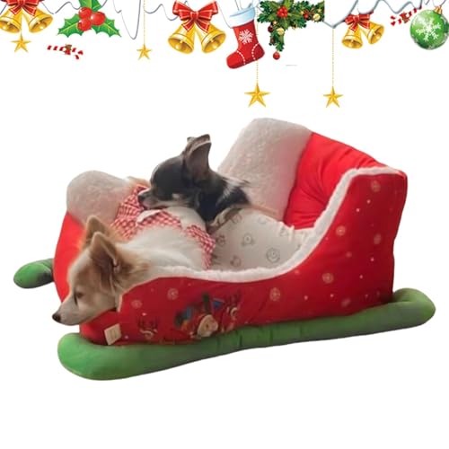 JIEBWCHA Katzenbett Hundebett Weihnachten, Weihnachten Urlaub Themed Pet Bed, Waschbare Interessante Rote Weihnachts Sofa Katzenbetten, Haustier Schlitten Bett, Rotes Weihnachtskatzen Hundebett JIEBWCHA Katzenbett Hundebett Weihnachten, Weihnachten Urlaub Themed Pet Bed, Waschbare Interessante Rote Weihnachts Sofa Katzenbetten, Haustier Schlitten Bett, Rotes Weihnachtskatzen Hundebett von JIEBWCHA
