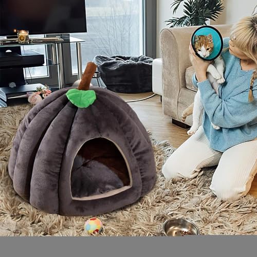 JIEBWCHA Katzennisthaus,Halloween-Katzenbett | Kürbisförmige Hausbetten für Haustierkätzchen,Heimtierbedarf, Bequemes Haustier-Schlafbett für Zuhause, Tierhandlung von JIEBWCHA