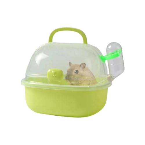 JIEBWCHA Tragbare Kleintiere Transportbox, Hamster Reisekäfig,20x18cm Transportbox Hamster Mit Wasserflasche, Small Reisekäfig Für Hamster, Leicht Zu Füttern Und Zu Reinigen Für Alle Kleinen Haustiere von JIEBWCHA