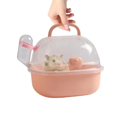 JIEBWCHA Tragbare Kleintiere Transportbox, Hamster Reisekäfig,20x18cm Transportbox Hamster Mit Wasserflasche, Small Reisekäfig Für Hamster, Leicht Zu Füttern Und Zu Reinigen Für Alle Kleinen Haustiere von JIEBWCHA