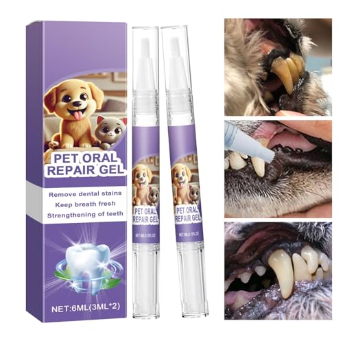 JIEBWCHA Zahnbürstenstift für Haustiere, 2 x Hundezahnreinigungsgel, natürliches Mundpflegegel, Haustierzahnreparaturstift, 6 ml, für Haustierzahnpflege von JIEBWCHA
