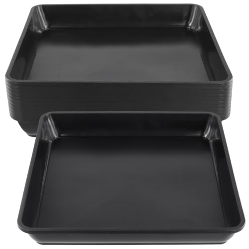 JIEHIN 12 Stück Blumentopf Untersetzer Eckig 29x29cm, Pflanzen Untersetzer Schwarz Pflanztopf Untersetzer Eckig Blumenuntersetzer Kunststoff für Innen und Außen von JIEHIN