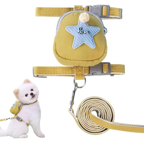 JIERUYI Hundegeschirr-Rucksack, schöner Haustier-Rucksack mit fünfzackigem Stern, Hundebekleidung, Haustierdekoration für tägliches Spazierengehen, Wandern, Training, Größe L, Gelb JIERUYI Hundegeschirr-Rucksack, schöner Haustier-Rucksack mit fünfzackigem Stern, Hundebekleidung, Haustierdekoration für tägliches Spazierengehen, Wandern, Training, Größe L, Gelb von JIERUYI