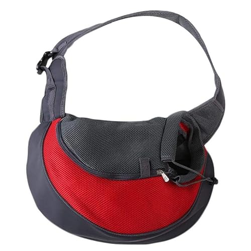 Pet Carrier Portable Dog Carrier Outdoor Travel Single Shoulder Bag Mesh Pouch Handbag (L,Red) von JIERUYI