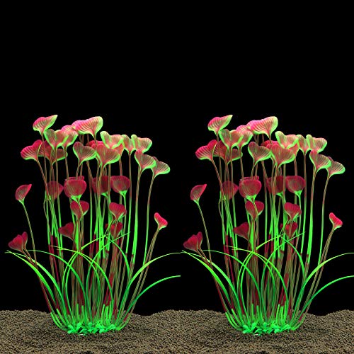 JIH Kunststoff-Pflanzen für Aquarium, hohe künstliche Pflanzen für Aquarien, Dekoration, 39,6 cm, 2 Stück (rot) von JIH
