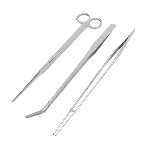 Aquarium-Pinzette aus Edelstahl, lange Pinzette, Schere, Aquarium-Pinzette, Aquascaping-Pinzette, 3 Stück von JIHUOO