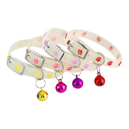Bunte Silikon-Halsbänder für Haustiere, Katzenhalsbänder, verstellbar, leichte Schnalle, weich, bunt, Haustierhalsbänder, niedliche Welpen, Hundehalsbänder mit Glöckchen, 4 Stück Bunte Silikon-Halsbänder für Haustiere, Katzenhalsbänder, verstellbar, leichte Schnalle, weich, bunt, Haustierhalsbänder, niedliche Welpen, Hundehalsbänder mit Glöckchen, 4 Stück von JIHUOO