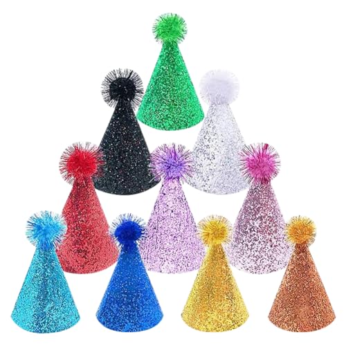 Geburtstagshüte für kleine Hunde, Welpen, Partyhüte, Kinder, Kegel, Partyhüte, Glitzer, Haustierhüte, Kaninchenhüte, Urlaub, Partyzubehör, 10 Stück Geburtstagshüte für kleine Hunde, Welpen, Partyhüte, Kinder, Kegel, Partyhüte, Glitzer, Haustierhüte, Kaninchenhüte, Urlaub, Partyzubehör, 10 Stück von JIHUOO