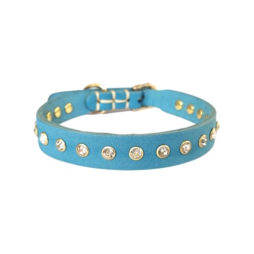 Hundehalsband aus Leder, mit Strasssteinen, verstellbar, Nieten, dekoratives Katzenhalsband, Haustierhalsband, Kätzchen-Halskette, Blau Hundehalsband aus Leder, mit Strasssteinen, verstellbar, Nieten, dekoratives Katzenhalsband, Haustierhalsband, Kätzchen-Halskette, Blau von JIHUOO