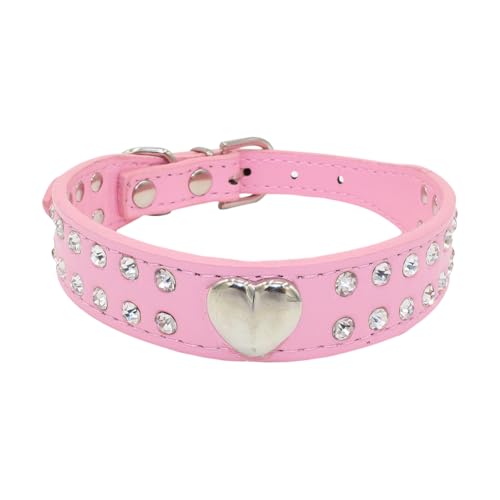 Hundehalsband aus PU-Leder, Kristall, Strass, Welpenhalsband, rosa Herz, Haustierhalsband, verstellbar, für kleine Hunde, elegant, Welpen, Katzen, hübsches Kätzchenhalsband Hundehalsband aus PU-Leder, Kristall, Strass, Welpenhalsband, rosa Herz, Haustierhalsband, verstellbar, für kleine Hunde, elegant, Welpen, Katzen, hübsches Kätzchenhalsband von JIHUOO