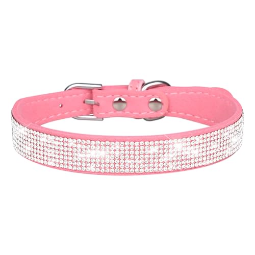 Hundehalsband aus PU-Leder, rosa Strasssteine, weich, glitzernd, Katzenhalsband, verstellbares Haustierhalsband, niedliches kleines Hundehalsband, Kristall, dekoratives Welpenhalsband Hundehalsband aus PU-Leder, rosa Strasssteine, weich, glitzernd, Katzenhalsband, verstellbares Haustierhalsband, niedliches kleines Hundehalsband, Kristall, dekoratives Welpenhalsband von JIHUOO