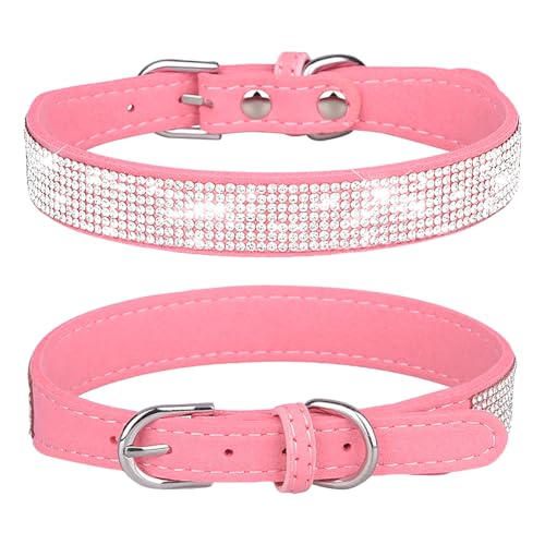 Hundehalsband mit Strasssteinen, glitzernd, rosa, glitzerndes Haustierhalsband, niedliches Welpenhalsband, funkelndes Hundehalsband, weich, verstellbar, Kätzchenhalsband, ausgefallenes Hundehalsband mit Strasssteinen, glitzernd, rosa, glitzerndes Haustierhalsband, niedliches Welpenhalsband, funkelndes Hundehalsband, weich, verstellbar, Kätzchenhalsband, ausgefallenes von JIHUOO
