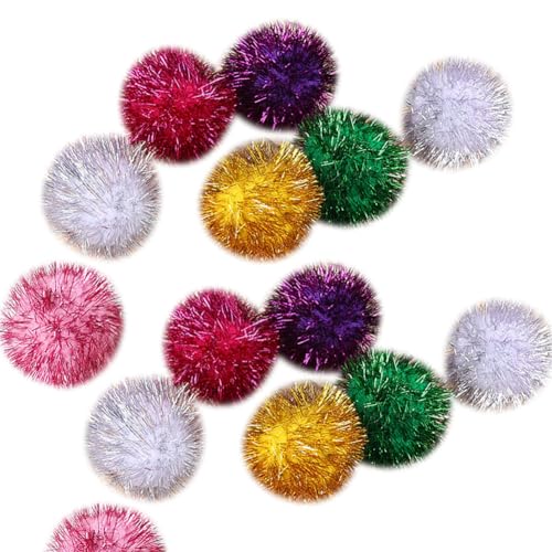 JIHUOO Katzenspielzeug, 20 Stück 5 cm Pompom-Bälle, interaktives Katzenspielzeug, Glitzer JIHUOO Katzenspielzeug, 20 Stück 5 cm Pompom-Bälle, interaktives Katzenspielzeug, Glitzer von JIHUOO