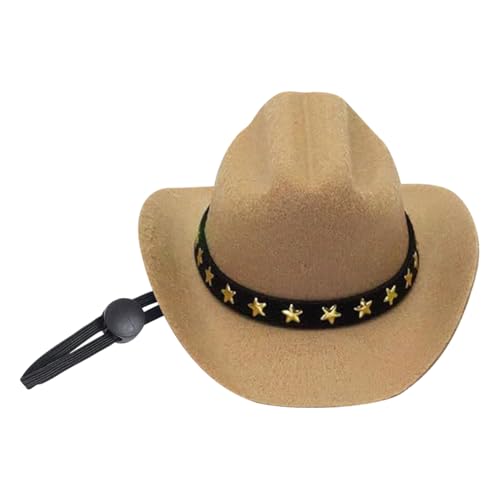 JIHUOO Cowboyhut für kleine Haustiere, Katze, Cowgirl-Hut, Cosplay, Party, Hund, Halloween-Kostüm, Mütze, Western-Kostüm, Haustier-Hut, Halloween-Kopfbedeckung mit verstellbarem Riemen, Khaki JIHUOO Cowboyhut für kleine Haustiere, Katze, Cowgirl-Hut, Cosplay, Party, Hund, Halloween-Kostüm, Mütze, Western-Kostüm, Haustier-Hut, Halloween-Kopfbedeckung mit verstellbarem Riemen, Khaki von JIHUOO
