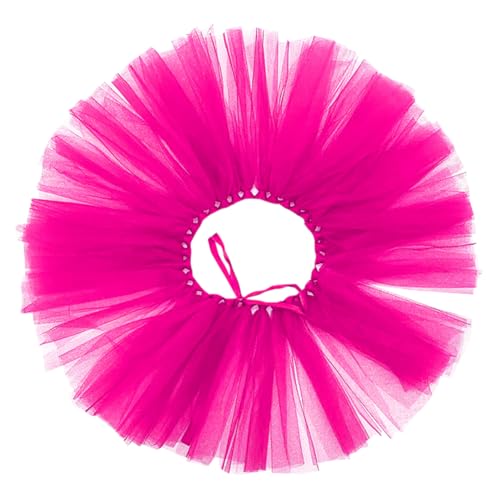 JIHUOO Hund Tüll Tutu Haustier Tutu Rock Katze Prinzessin Rock Katze Haustier Geburtstag Outfit Kleine Welpe Hochzeitskleid Halloween Hund Ballerina Kostüm Haustier Foto Requisiten Hot Pink von JIHUOO