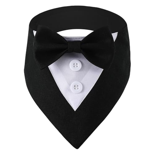 JIHUOO Hundehalstuch, formelles Smoking-Bandana, Hochzeit, Jahrestag, Dreieck, Haustier-Schal, verstellbares Hunde-Lätzchen, Geburtstagskostüm für kleine, mittelgroße und große Hunde, Schwarz JIHUOO Hundehalstuch, formelles Smoking-Bandana, Hochzeit, Jahrestag, Dreieck, Haustier-Schal, verstellbares Hunde-Lätzchen, Geburtstagskostüm für kleine, mittelgroße und große Hunde, Schwarz von JIHUOO